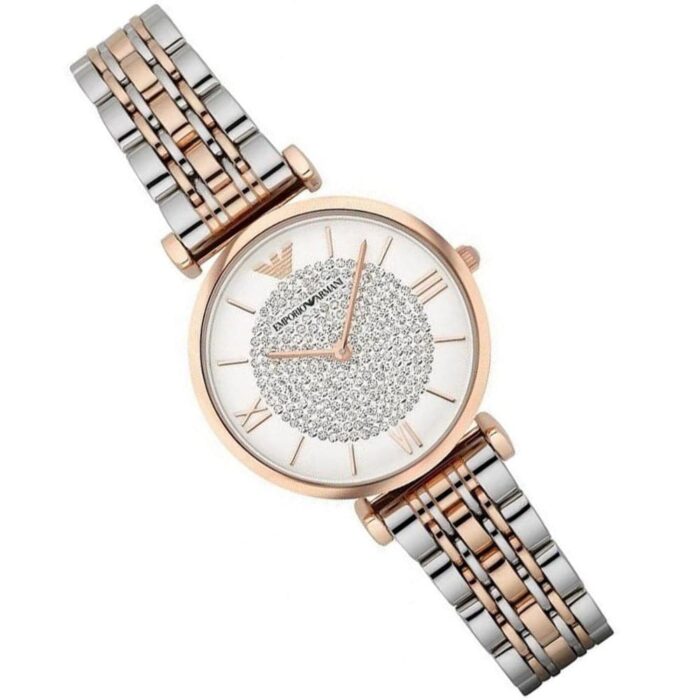 Emporio Armani Gianni T Bar Quartz White Dial Two Tone Steel Strap Watch For Women - AR80035 - Image 7